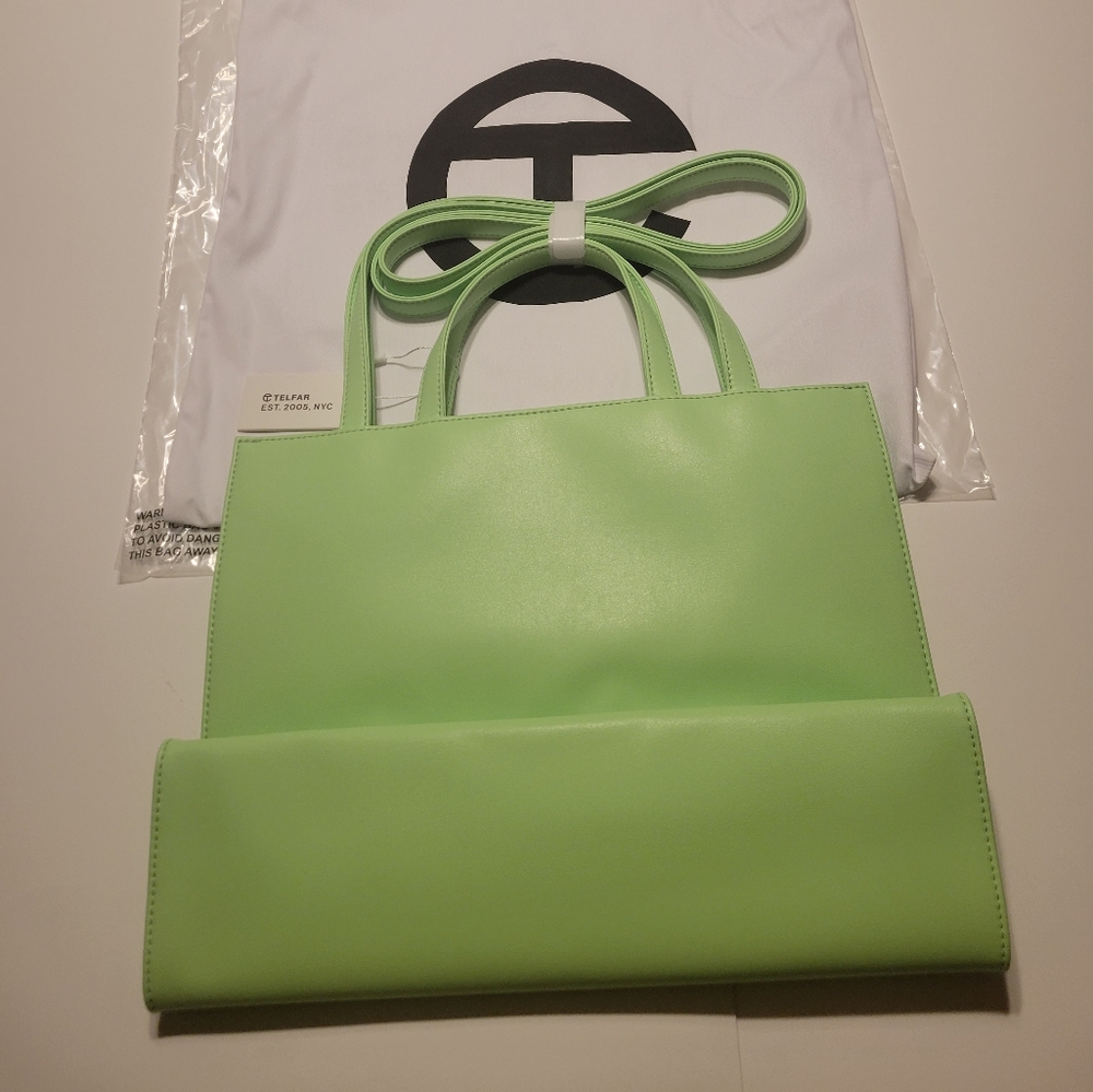Medium Double Mint Shopping Bag- Green - Picture 16 of 16